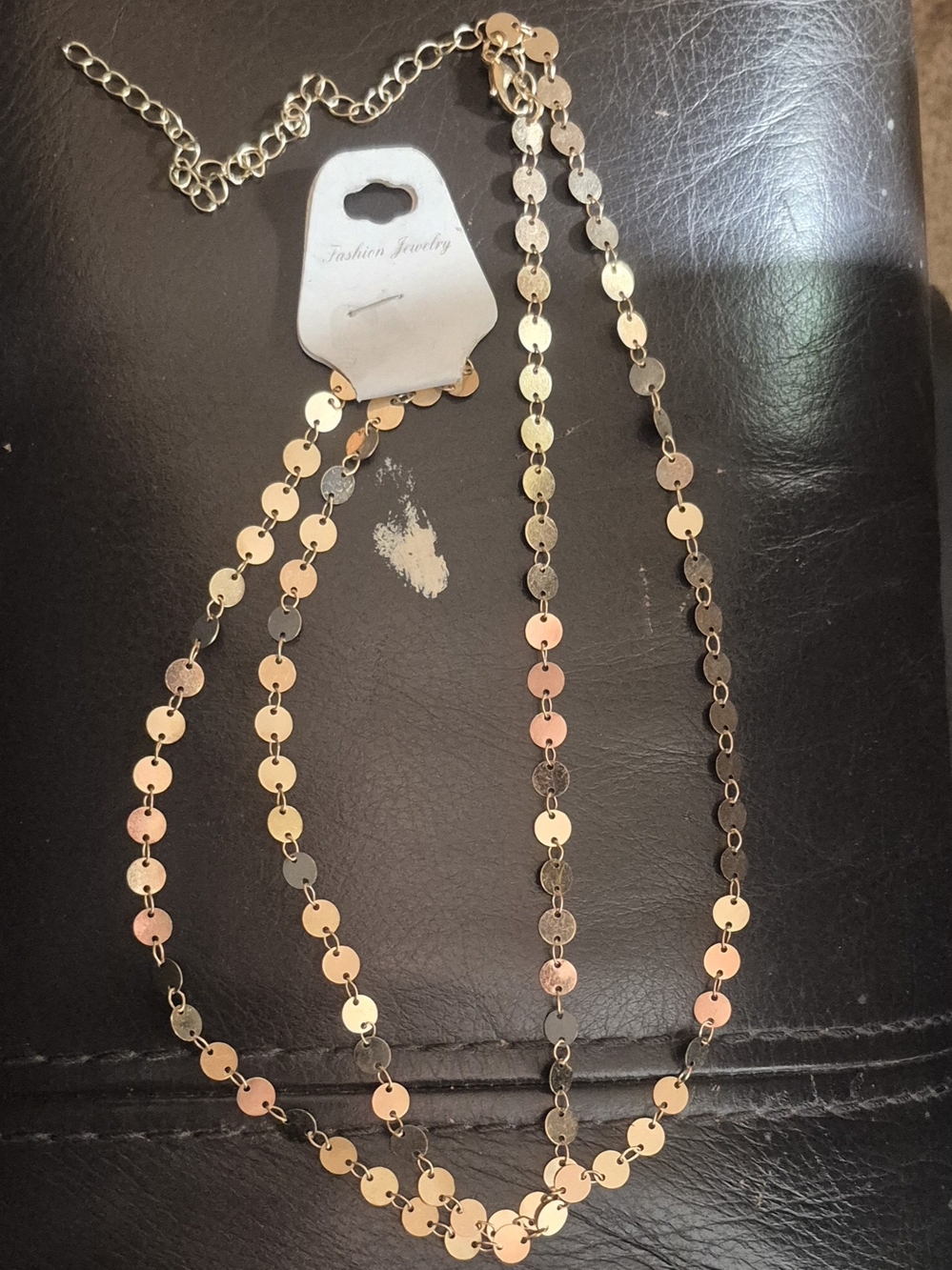 Fashion Jewelry Tri-Tone Disc Layered Necklace